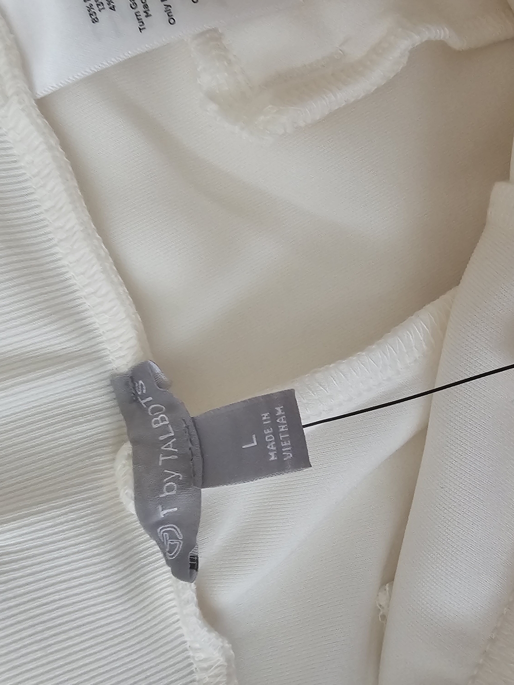 T by Talbots AirKnit Stretch Wide Leg Pants in an off-white/cream - Picture 4 of 7